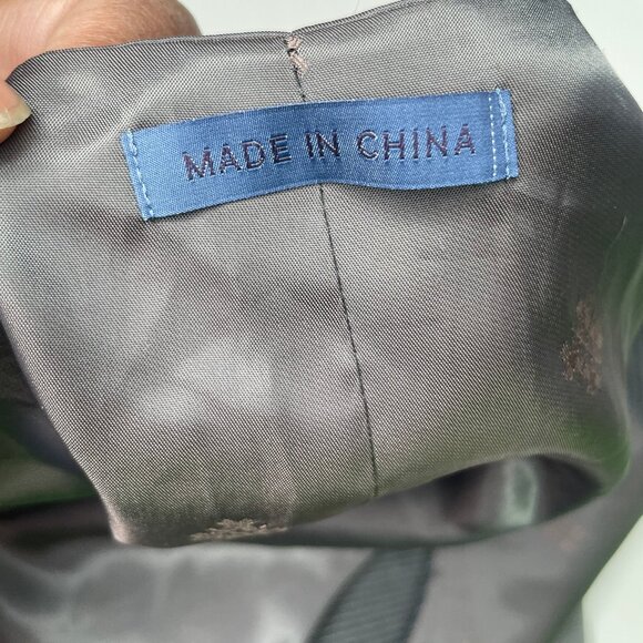 Men's Pinstripe Wool Vest 40L Dark Gray Charcoal Suit Waistcoat Event Occasion - Picture 8 of 10